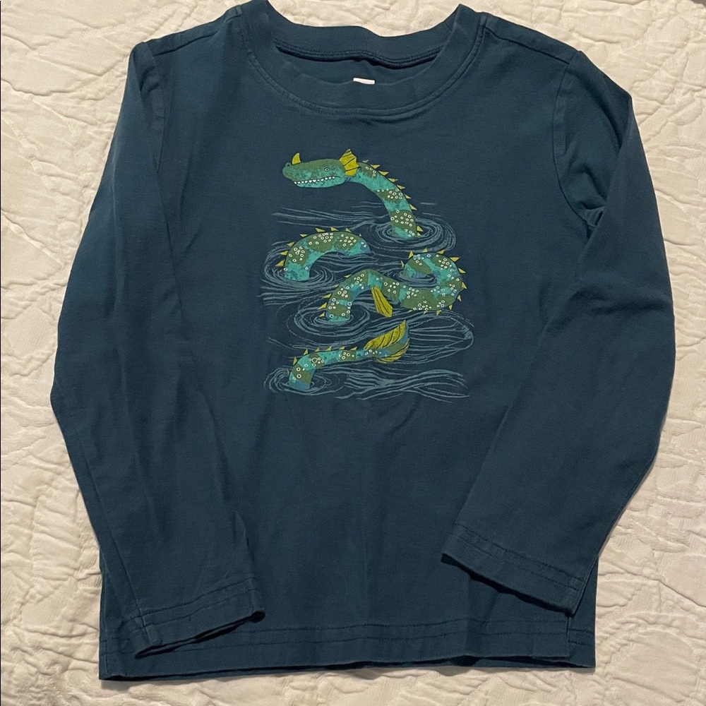 Kids Tea Collection Blue Long Sleeve Shirt with Sea Monster Design